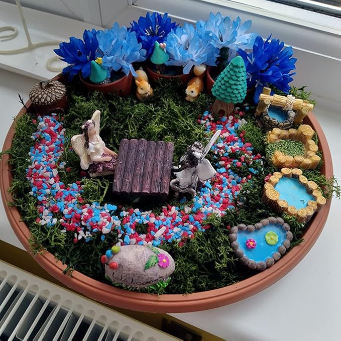 Purple Star Fairy Garden Pond 15 Pack Mini Pond for Fairy Garden Accessories Outdoor Small Ponds Miniature Figurines Zen Gardens Terrarium Decor Little Statues Easter Gift Brown