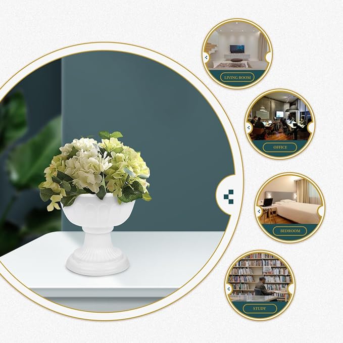 PRETYZOOM Mini Roman Flower Pots 4 Pack White Decorative Pedestal Planters for Wedding Centerpieces Party and Home Garden Decor 6.29X5.51 Inches