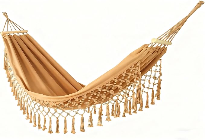 Beautiful Boho Style Hammock,Bohemian Outdoor Portable 1 Person Hammock,for Suitable for Patio, Beach, Garden,Wedding Decor (Gray 79 * 39)