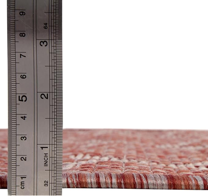 Unique Loom Outdoor Trellis Collection Area Rug (2' x 6' 1" Runner, Rust Red/ Ivory)