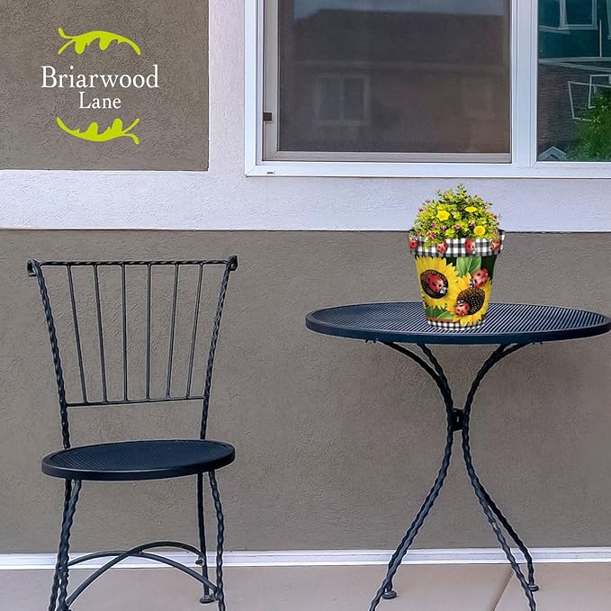 Briarwood Lane Summer Planter 8.5" x 8.5" x 8.5" Ladybugs and Sunflowers Small for Summer Planter