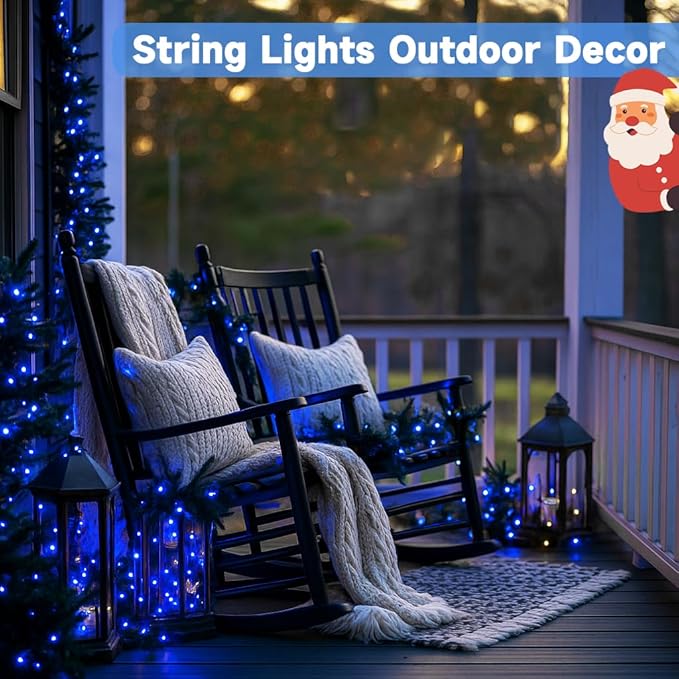 Extra-Long 144FT Solar String Lights for Outside, 2 Pack 400LED Solar Fairy Lights Outdoor Waterproof, Copper Wire with 8 Modes Solar Powered Twinkle Lights for Tree Garden Party Wedding Decor (Blue)