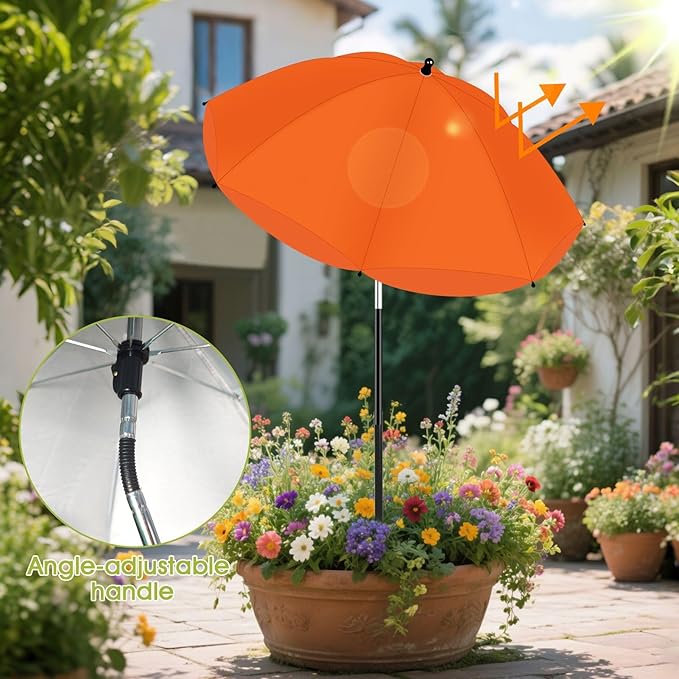 3 Pack Adjustable Plant Shades for Outdoor Plants, Larger Garden Umbrella Shade Covers for Plants, Sun Protection Umbrella for Potted Plants,Garden Bed,Flower Pot (Green+Rose red+Orange)