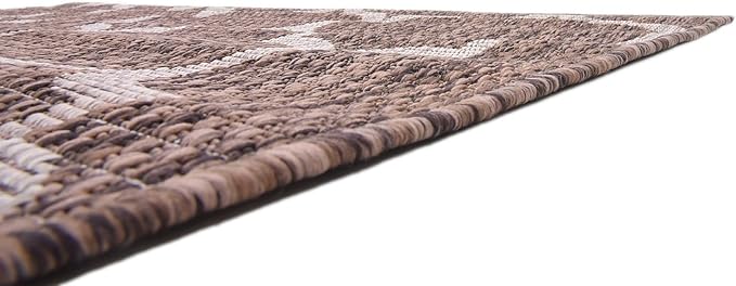 Unique Loom Outdoor Trellis Collection Area Rug (4' 1" x 6' 1" Rectangle, Brown/ Ivory)