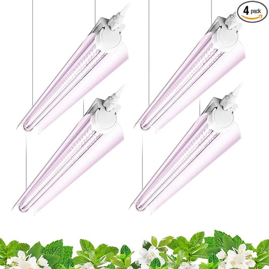 Barrina Grow Light, 96W(4 x 24W, 600W Equivalent), 2ft T8, Super Bright, Full Spectrum Sunlight Plant Light, LED Grow Light Strips, Grow Light Bulbs for Indoor Plants, 4-Pack