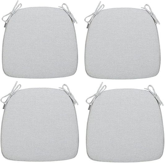 Magpie Fabrics 17"x16"x2" U-Shape Chair Cushions with Ties 4 Count, Outdoor Indoor Waterproof All Weather Seat Pads Decoration for Patio Garden Dining Office - Light Gray