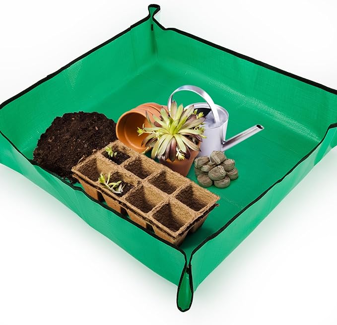 MAQIHAN Repotting Mat for Indoor Plants - 26"*26" Plant Potting Tray Transplanting Mat Foldable Waterproof Indoor Gardening Supplies