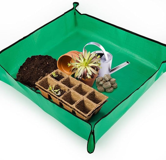 MAQIHAN Repotting Mat for Indoor Plants - 26"*26" Plant Potting Tray Transplanting Mat Foldable Waterproof Indoor Gardening Supplies