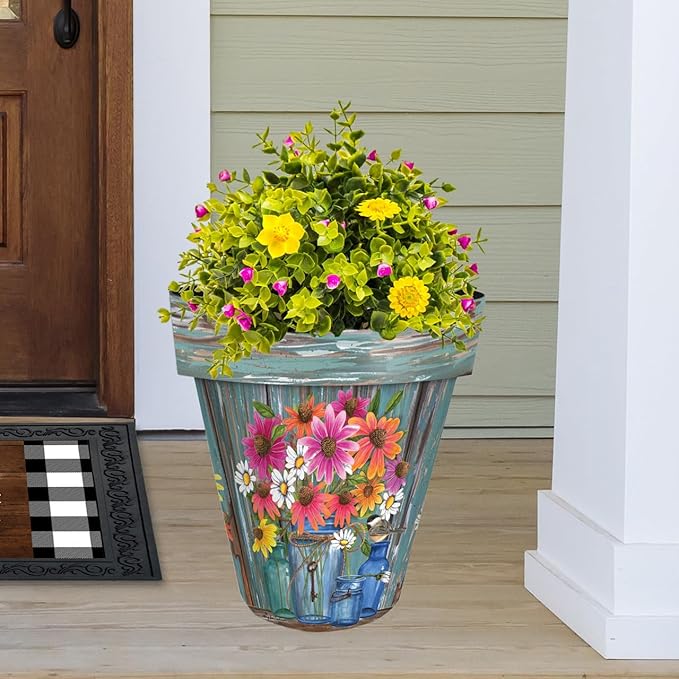 Briarwood Lane Summer Planter 14" x 15" x 15" Farm Fresh Flowers Large for Summer Planter