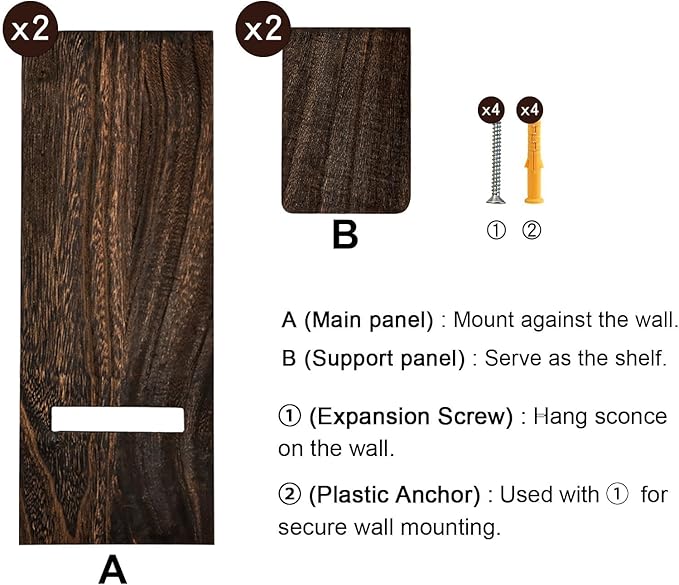 Wood Wall Planter Set of 2, Wooden Wall-Mounted Vase with Shelf for Plants & Candles, Farmhouse Hanging Wall Decor for Living Room, Bedroom, Bathroom, Entryway, Narrow Spaces, 13.8" x 5"