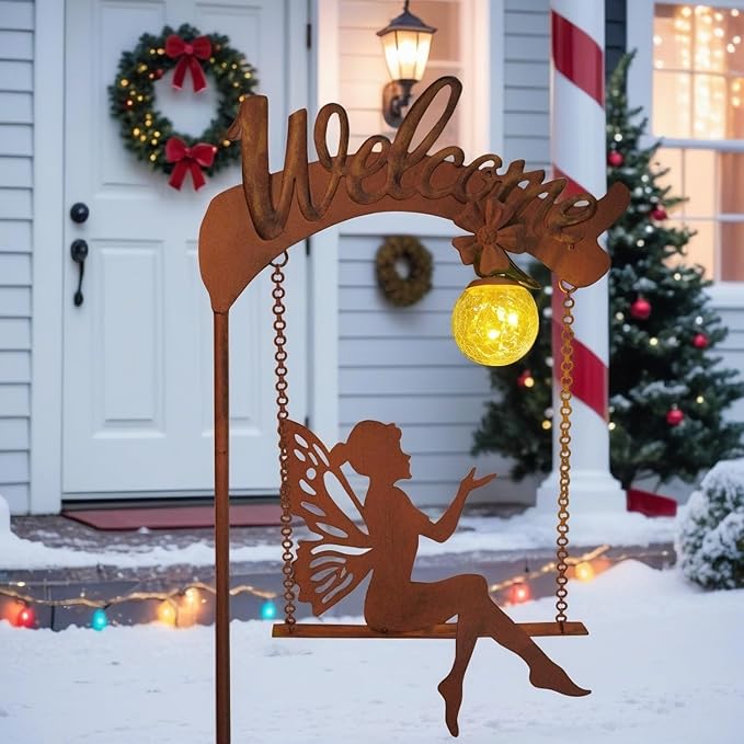 HONGLAND Solar Garden Lights Outdoor Decor, Solar Fairy Lights Outdoor Moon Decor, Housewarming Ornaments for Patio, Lawn, Yard, Pathway - Unique Gardening Gifts for Women Mom Grandma