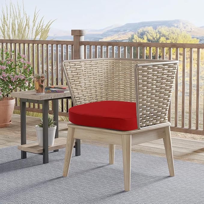idee-home Outdoor Chair Cushions Set of 4, 17" x 17" x 2" Thick D-Shaped Patio Furniture Outdoor Seat Cushions Waterproof with Ties, Dining Pads