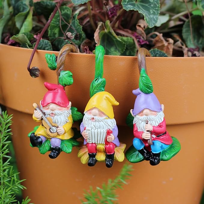 3PCS Christmas Musical Gnomes Tree Faces Decor Outdoor for Yard, Gnomes Dwarf Statue, Outdoor Fairy Garden Resin Crafts, Flower Pot Landscape Dwarf, Micro Landscape Pendant Ornaments