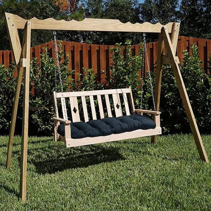 Outdoor Bench Cushion, Waterproof Swing Cushion Bench Seat Cushion, Swing Chair Replacement Seat Pads Cushion Pillow for Lounger Garden Furniture Patio Metal Wooden Bench (Khaki, 59x20in)