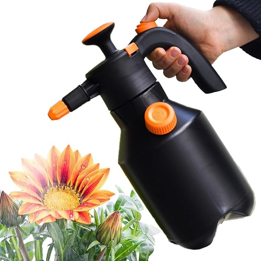 0.52Gallon Garden Pump Sprayer,Handheld Pressure Water Sprayer Bottle with Safety Valve,Adjustable Nozzle for Plants,Home Cleaning(Black 0.52Gallon/2L)