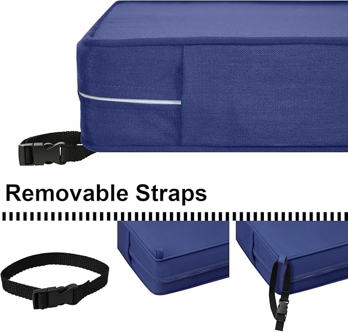Deep Seat Cushions, Outdoor Cushions, Patio Furniture Cushions, Deep Seat & Back Cushion Patio Cushions for Backyard Couch Sofa Fade Resistant (22x24x4 inches 3 Sets, Solid Dark Blue)