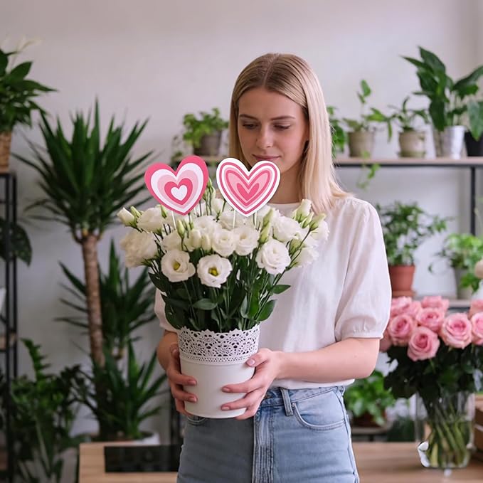 10 Pcs Valentine’s Day Heart Planter Stakes - 11.8" Double Side Heart Garden Yard Stakes Valentine' Day Outdoor Decor for Indoor Outdoor Patio Planter Pot Lawn Pathway Wedding Decor
