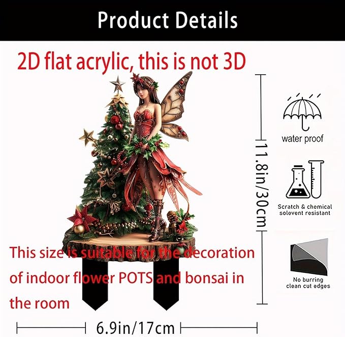 Bohemian Fairy Flower Pot Decor - Planter Pots for Home or Garden, Fairy Garden Accessories (Christmas Elf)