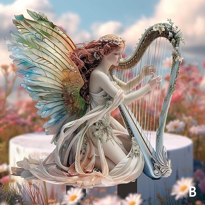 Bohemian Fairy Flower Pot Decor - Planter Pots Decor & Garden Accessories for Home or Garden (Harp Elf)