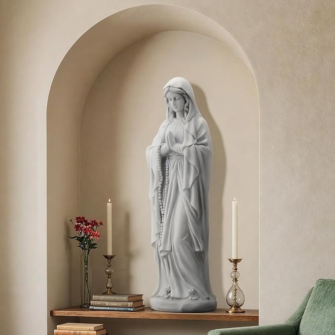 YOLENY Virgin Mary Praying Statue, 29.9 Inch Religious Garden Statue of Mary, Blessed Mother Mary Outdoor Sculpture for Home Yard Patio Decoration