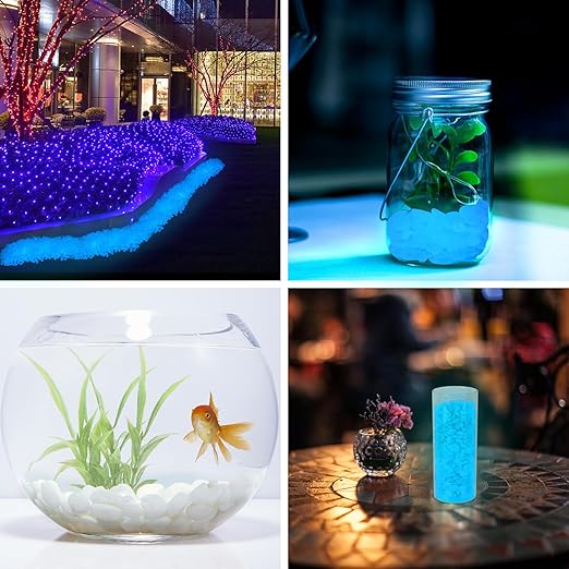 1000pcs Glow in The Dark Rocks Outdoor Decorations Stones Small Luminous Pebbles for Fish Tank Aquarium Lawn Patio Garden Indoor/Outdoor Decor and DIY Ideas -White