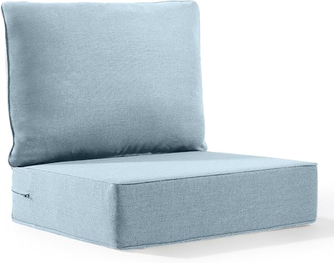 6" Thick Outdoor Cushion, 24*24*6" Patio Furniture Cushions with Waterproof Patio Furniture Cushions with Removable Cover, 28D High Density Patio Cushion for Outdoor Furniture, Baby Blue-1pc