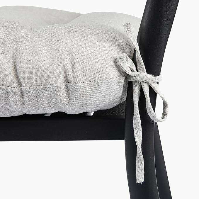 FUNHOME Outdoor Chair Cushions 19 x19 Inch,Water Resistant Tufted Seat Cushions 19",Reversible,Weather Resistant,Rounded Back Wicker Chair Cushion for Patio Garden Furniture(Cloud Gray)