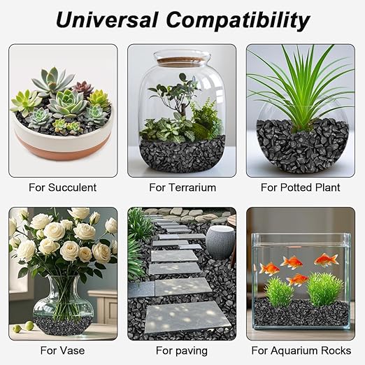 Vase Filler,Landscaping Pebbles, River Rocks Decorative Ornamental Pebbles, DIY Smoothed Rocks for Potted Plant Resin Art Vase Fillers Aquarium Gravel Rocks (1, Black, 5 Pounds)