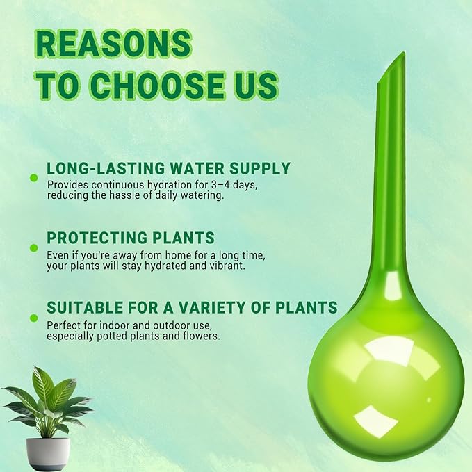 2 Pack Small Self-Plant Watering Globes – Automatic Plant Waterer Bulbs, Plant Watering System for Indoor and Outdoor Potted Houseplants, Plant Watering Devices (Green, Small Size)