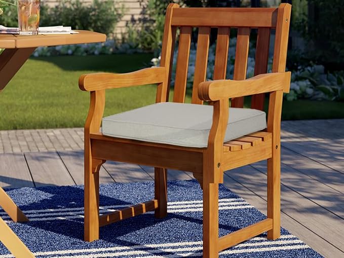 Outdoor Chair Cushions 18x18 Inch,Set of 2,Water Resistant Chair Pads with Ties,Square Seat Cushion 18"x18"x2.5",Patio Chair Cushion for Garden,Backyard Furniture(Light Brown)