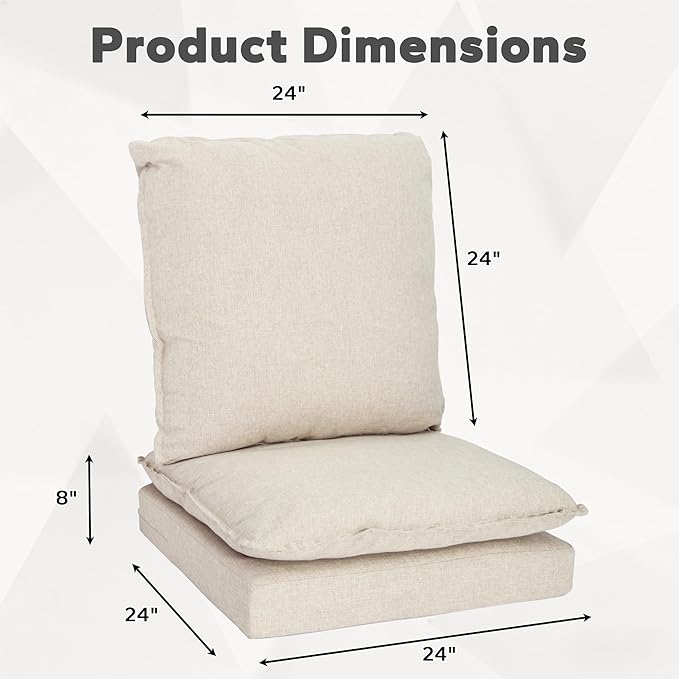 Joyside Outdoor Chair Cushions Set, 24x24 Inch Smile Patio Furniture Cushions, 6’’ Thick, Double-Layer, Water Resistant & Fade Resistant, Outdoor Replacement Cushions for Seat and Sofa