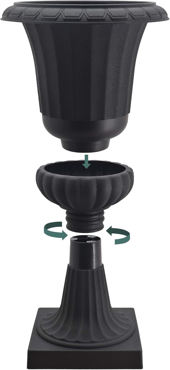 Arcadia Garden Products Black Deluxe Plastic Urn 22"x36" 2 Pack