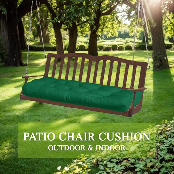 MTMR Outdoor Bench Cushion, Waterproof Wicker Chair Cushion, Thick Patio Replacement Seat Pad for Porch Lawn Indoor Swing Couch Sofa Loveseat, Patio Furniture Cushions, 44x19 Inch, Emerald Green