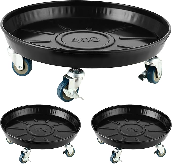 Planterhoma 3 Packs 16" Metal Plant Caddy with Wheels Extra-Large Rolling Plant Stand Heavy-Duty Plant Dolly with Casters Indoor Outdoor Wheeled Flower Pot Mover Rollers Garden Cart Trolley, Black