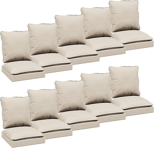 Joyside Outdoor Chair Cushions Set, 24x24 Inch Smile Patio Furniture Cushions, 6’’ Thick, Double-Layer, Water Resistant & Fade Resistant, Outdoor Replacement Cushions for Seat and Sofa