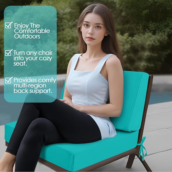 Outdoor Cushions for Patio Furniture, Outdoor Seat and Back Cushion, Waterproof Hampton Bay Deep Seat Replacement Couch Cushions for Garden Lawn, 28.5x28.5 Blue