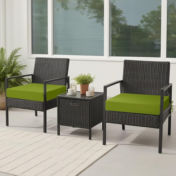 idee-home Outdoor Cushions for Patio Furniture, Outdoor Seat Cushion, Waterproof Couch Hampton Bay Deep Seat Replacement Chair Cushions for Garden Lawn Backyard Deck, 24 x 26 Green