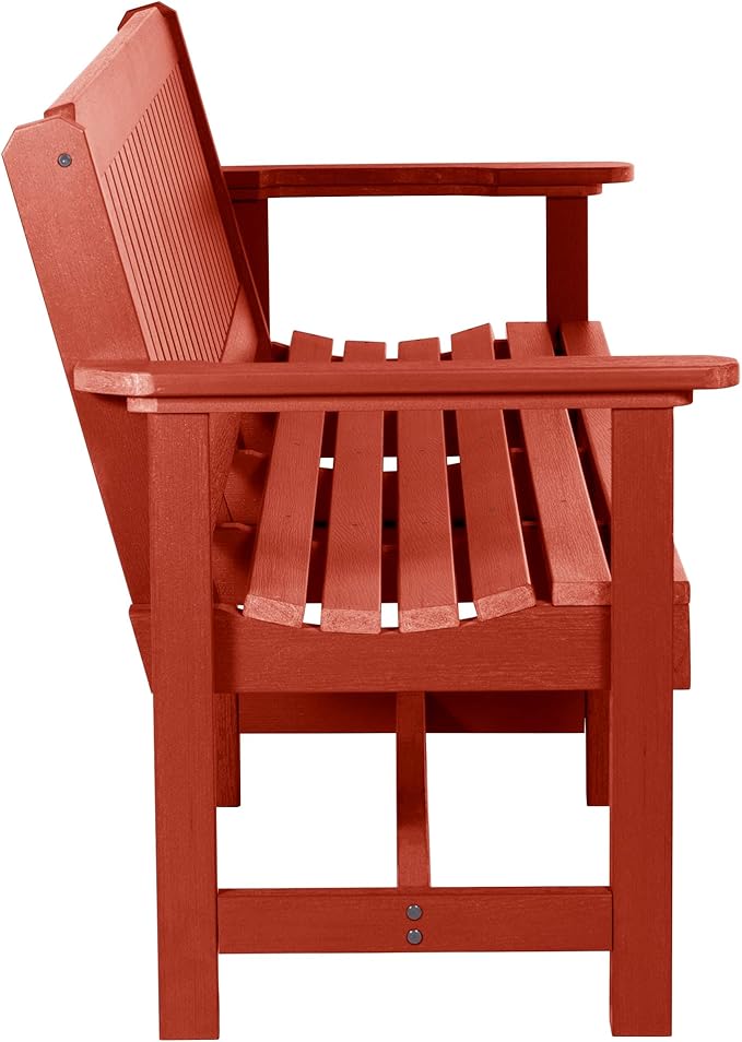 Sequoia Professional Commercial Grade Exeter Garden Bench, 6ft, Rustic Red