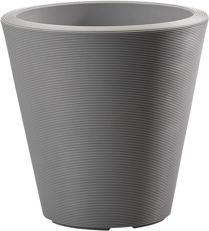 Crescent Garden Madison Planter– Weather-Resistant, Double Walled Indoor/Outdoor Plant Pot with Drain Hole – Durable All-Season Flower Container, 14" W (Slate)