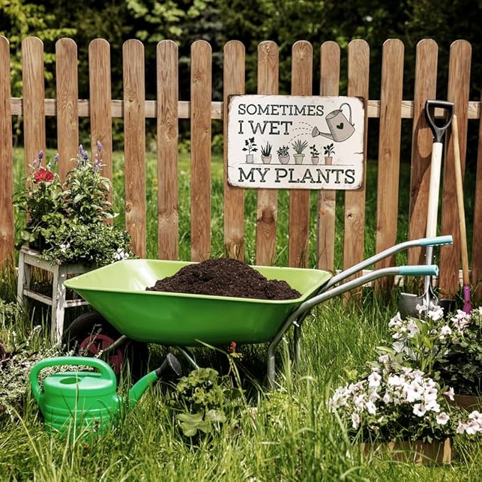 Funny Garden Metal Sign Vintage Outside Garden Decor Gardening Gifts for Women Plants Lovers12" x 8"