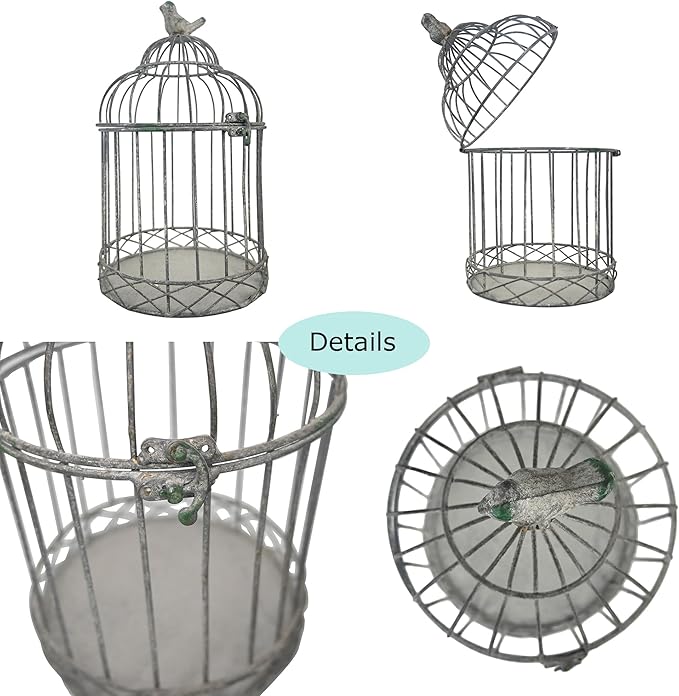 Rustic Metal Planter Holder Vintage Iron Birdcage Flower Planter Farmhouse Metal Climbing Vine Stand Antique Candle Holder Decoration for Garden Patio Balcony Outdoor Indoor Decor