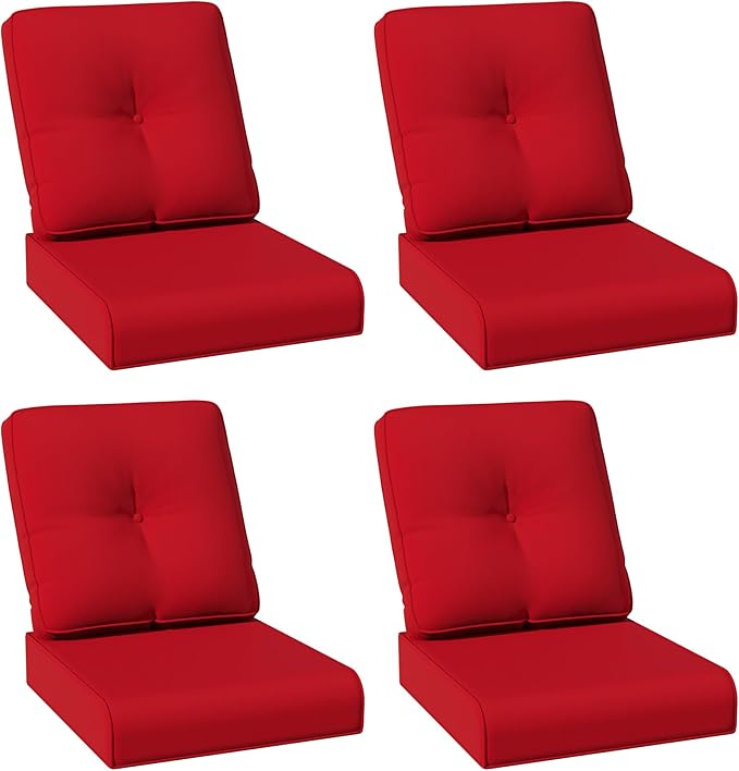 Joyside Outdoor Chair Cushions Set, 22x25/22x24 Inch Patio Furniture Deep Seat Cushions, Water Resistant & Thick Cushion, Outdoor Replacement Cushions for Seat and Sofa