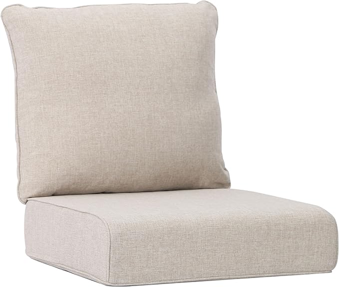 Joyside Outdoor Chair Cushions Set, 24x24 Inch Patio Furniture Cushions, 6’’ Thick, Water Resistant & Fade Resistant, Outdoor Replacement Cushions for Seat and Sofa
