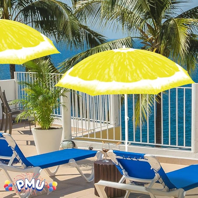 PMU 6.5 ft Beach Umbrella for Sand, Sun Shelter, Outdoor Sunshade Umbrellas for Patio Garden Beach Pool Backyard