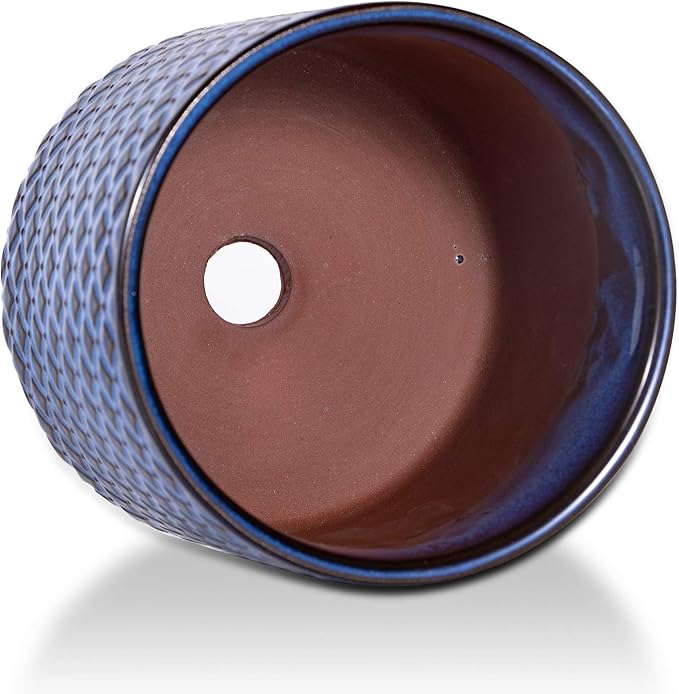 G EPGardening Ceramic Pots for Plants - 6.6+5.3 Inch Ceramic Planters Set of 2, Round Planters with Drainage Holes, Boho Flower Pots for Indoor Outdoor, Home Room Decor, Gifts for Plant Lovers, Blue
