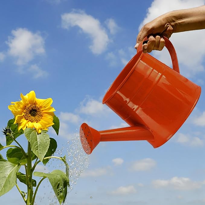 Watering Can Gardening Tool Accessories, Sprinkling Can 1L Metal Flower Garden Watering Can for Outdoor Indoor Plants Lawn Garden (Orange)