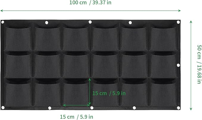 ZOENHOU 2 Pack Total 36 Roomy Pockets Horizontal Garden Planter, Waterproof Wall-Hanging Flower Pot Bags, Felt Wall Mount Balcony Planter Pouch for Herbs, Succulent, Flowers and Vegetables
