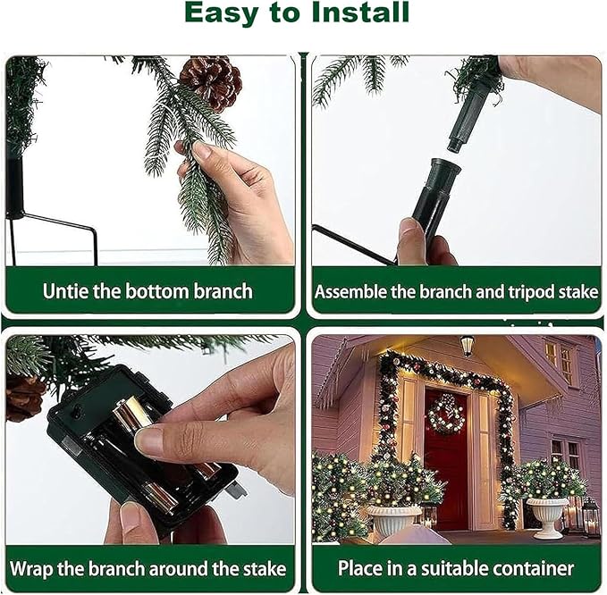 2026 New Christmas Planter Filler,Prelit Planter Bushes,Christmas urn fillers for Outdoor Holiday Planters Decorations,with Tripod Stake LED Lights. (2, White)