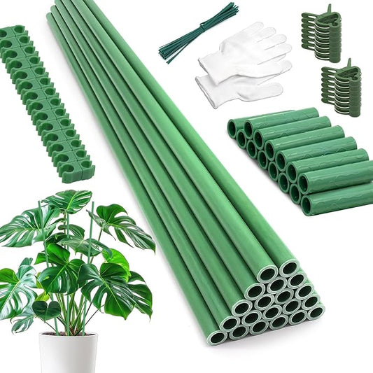 Garden Stakes 17Inch 20Pack, DIY Tall Plant Support Stakes of 4Ft,5Ft,6Ft,7Ft, HAINANSTRY Fiberglass Plant Stake for Indoor & Outdoor Plants, Tomato Vegetable Stakes for Garden