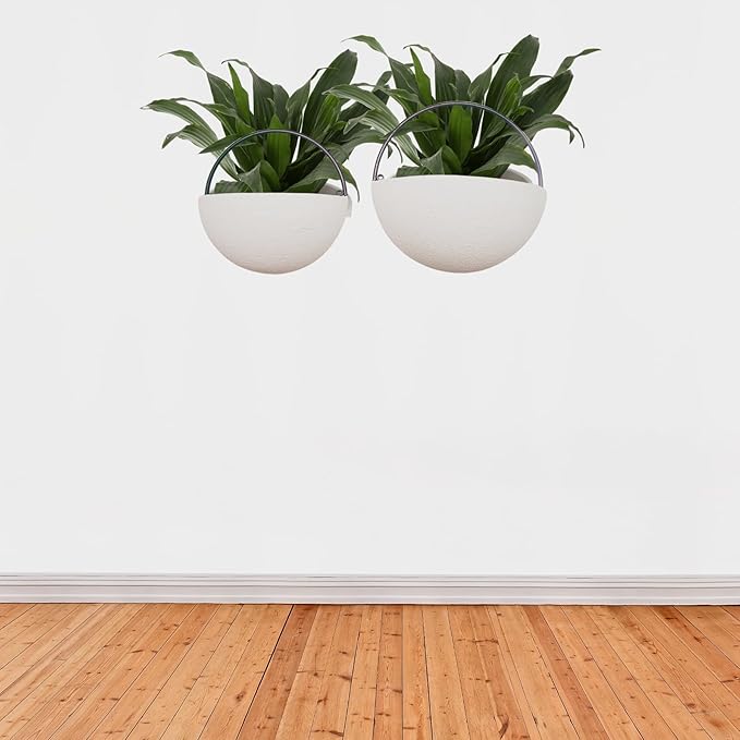 Wowser White Semi-Circle Wall Planters, Hanging Garden Decor, Set of 2 Assorted Sizes